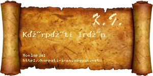 Kárpáti Irén névjegykártya